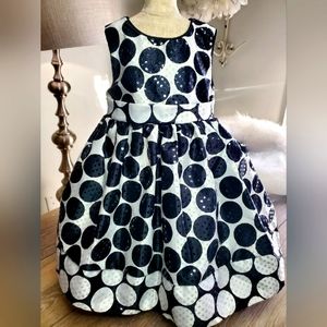 Marmeletta baby's black and off-white large polka dot dress Size 12mo.